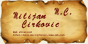 Milijan Ćirković vizit kartica